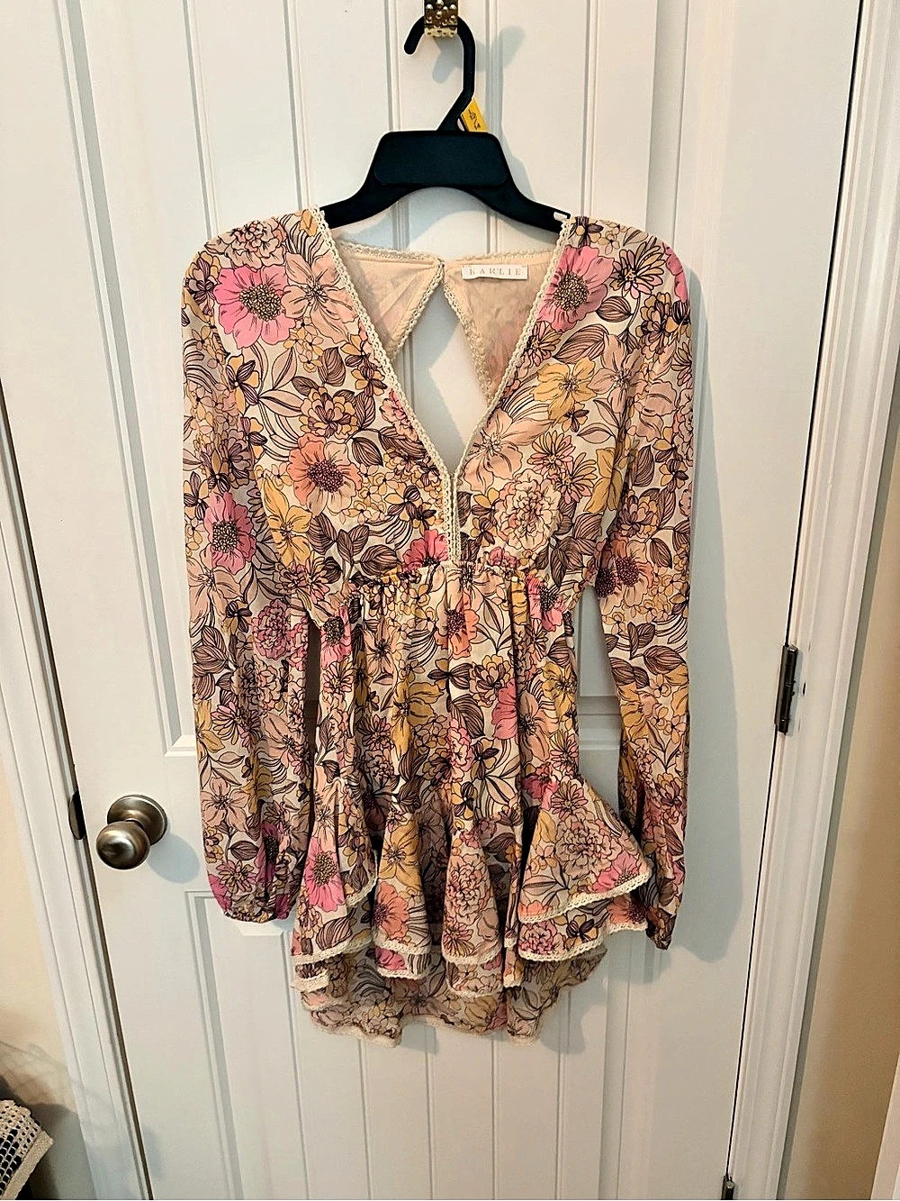 Karlie Floral Mini Dress in Pink & Tan